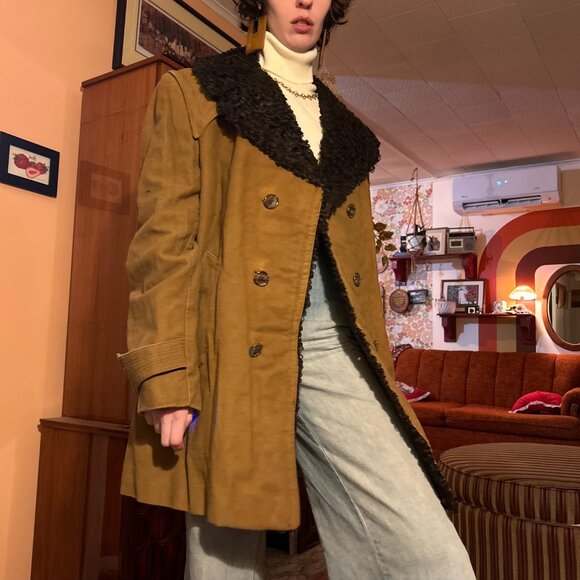 1970s Made in Israel cotton rayon French Tissavel imitation fur double breasted - Picture 2 of 16